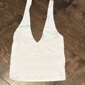 Hollister White V-Neck Crop Top